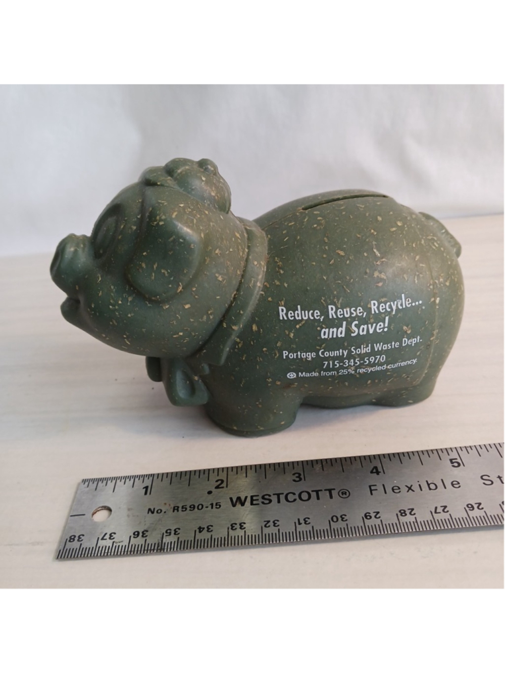 $ PIG Shaped Piggy Bank Classic Ball Cap Portage Co, Wisconsin Solid Waste Money